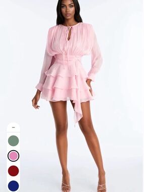Fashion Nova Blush Pink Ruffle Tiered Mini Dress